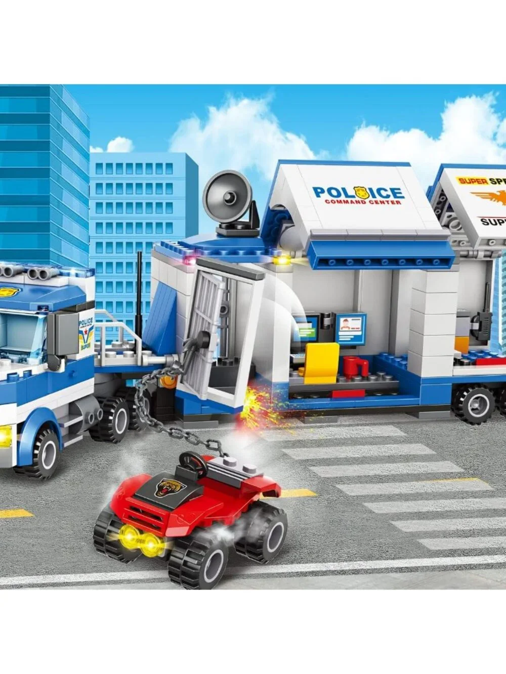 Mobile Command Center Truck Building Blocks Set | Police Vehicles & Action Toys
